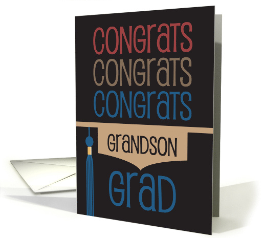 Graduation for Grandson with Congrats Grad Graduation Hat card