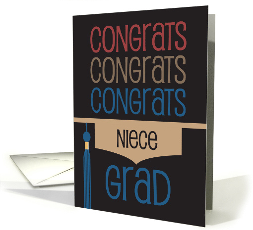 Graduation for Niece with Repeating Congrats Grad and Hat... (1500518)