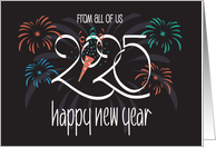 Hand Lettered New Year’s 2024 From All of Us with Bright Fireworks card