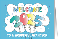 New Year’s for Grandson Colorful 2024 Balloons and Colorful Twinkles card