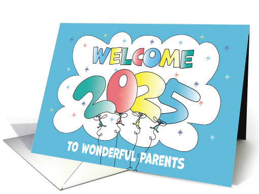New Year's 2024 for Parents Colorful Balloon Date with Twinkles card