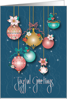 Hand Lettered Holiday Joyful Greetings Decorated Ornaments card