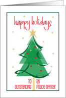 Hand Lettered Happy Holidays for Police Officer, Stylized Tree & Stars card