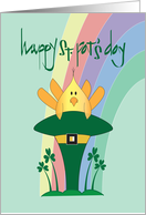 St. Patrick’s Day for Kids, Bird in Leprechaun Hat & Rainbow card