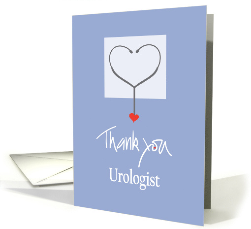 Thank you Urologist, Stethoscope & Red Heart with Hand Lettering card