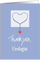 Thank you Urologist, Stethoscope & Red Heart with Hand Lettering card