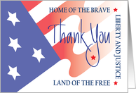 Thank you for Military Service or Military Veteran & Patriotic Flag card