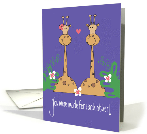 Engagement Congratulations, Giraffes in Love with Hand Lettering card