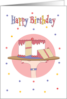 Birthday for Waitress, Waitress Hand Holding Platter with Cake card