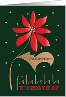 Christmas Poinsettia Season to Be Jolly Fa La La La La Custom Name card