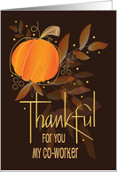 Hand Lettered Thanksgiving for Co-Worker with Pumpkin and Fall Leaves card