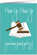 Hand Lettered Legal Assistant Day, Hear Ye, Hear Ye with Gavel card