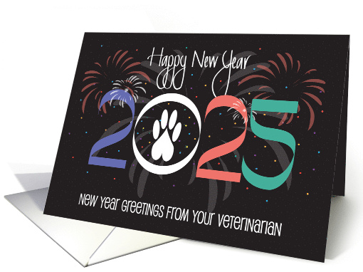 Hand Lettered Happy New Year 2024 from Veterinarian with... (1549332)
