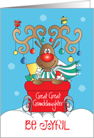 Christmas for Great Great Granddaughter, Reindeer in Red Sleigh card