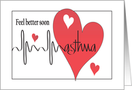 Hand Lettered Get Well for Asthma, Heartbeat and Hearts card