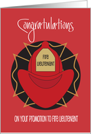 Hand Lettered Firefighter Promotion to Lieutenant, with Fire Hat card