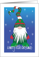 Hand Lettered Merry Little Christmas Elf Troll Bearded Tomte Wool Hat card