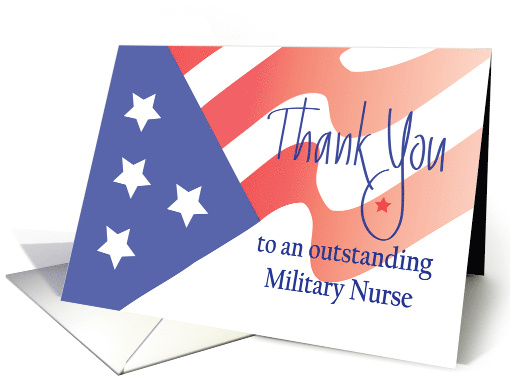 Hand Lettered Nurses Day Thank You for Military Nurse, U.S. Flag card
