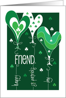Hand Lettered St. Patrick’s Day for Friend Balloon Trio with Hearts card