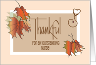 Hand Lettered Thankful Thanksgiving for Nurse Fall Leaves Stethoscope card