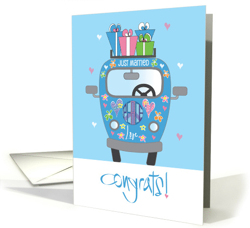 Wedding Congratulations for Bride & Groom with Decorated Van card
