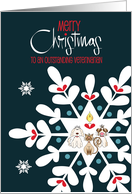 Hand Lettered Christmas Wishes for Veterinarian and Staff Pawprint card