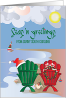 Hand Lettered Seas n Greetings South Carolina Christmas Beach Scene card