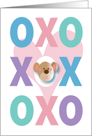 Thinking of You for Kids, Hugs and Kisses, XOXOXO, with Bear & Heart card