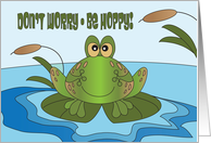 Thinking of You for Kids Don’t Worry Be Happy Frog on Lily Pad card