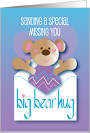 Missing You for Kids, Sending a Big Bear Hug, Bear in Envelope card