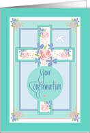 Hand Lettered Confirmation Congratulations with Floral Cross and Dove card