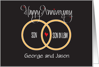 Hand Lettered Custom Wedding Anniversary Gay Son and Son in Law card