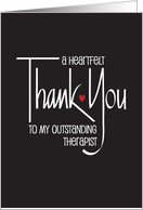 Hand Lettered Thank You to Outstanding Therapist with Tiny Red Heart card