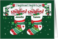 Christmas for Daughter and Her Wife Decorated Stocking Custom Names card