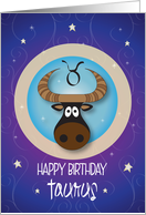 Hand Lettered Birthday for Zodiac Sign Taurus The Bull and Stars card