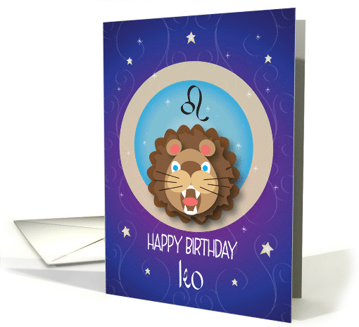Hand Lettered Birthday Zodiac Sign Leo the Lion Universe... (1660596)