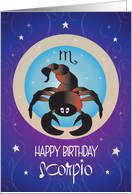 Hand Lettered Birthday for Zodiac Sign Scorpio the Scorpion card