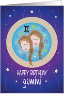Hand Lettered Zodiac Birthday for Gemini The Twins Horoscope Sign card