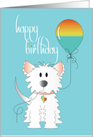Hand Lettered Birthday from Pet Dog Puppy With Rainbow Balloon card