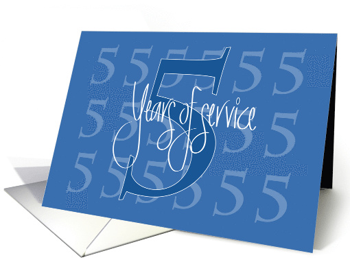 Hand Lettered 5 Year Employee Anniversary with Large Number Five card