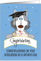 Congratulations on Graduation as a Service Dog with Hat and Diploma card