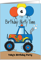 Monster Truck Birthday Party Invitation with Custom Name and Age card