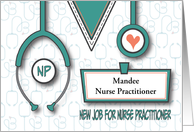 Nurse Practitioner New Job Stethoscope and Name Tag with Custom Name card