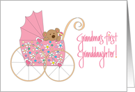 Congratulations New Grandma for First Granddaughter Bear in Stroller card