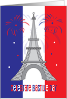 Bastille Day National Day of France Eiffel Tower Exploding Fireworks card