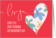 Hand Lettered Valentine’s Day for Grandma with Floral Patterned Heart card