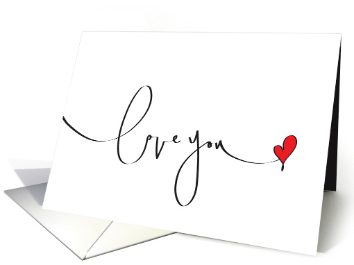 Hand Lettered I Love You Pattern with Tiny Red Hearts and... (892043)