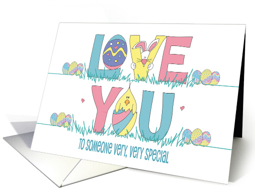 Easter Love You with Large Letters White Bunny, Chick and... (896250)