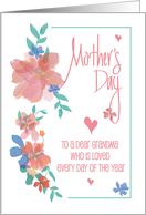 Hand Lettered Mother’s Day for Grandma Watercolor Flowers and Hearts card