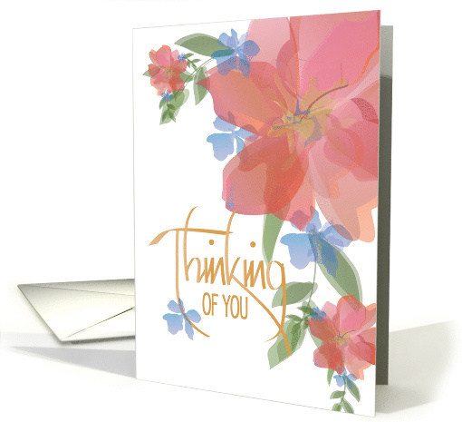 Hand Lettered Thinking of You with Watercolor Pink and... (919525)
